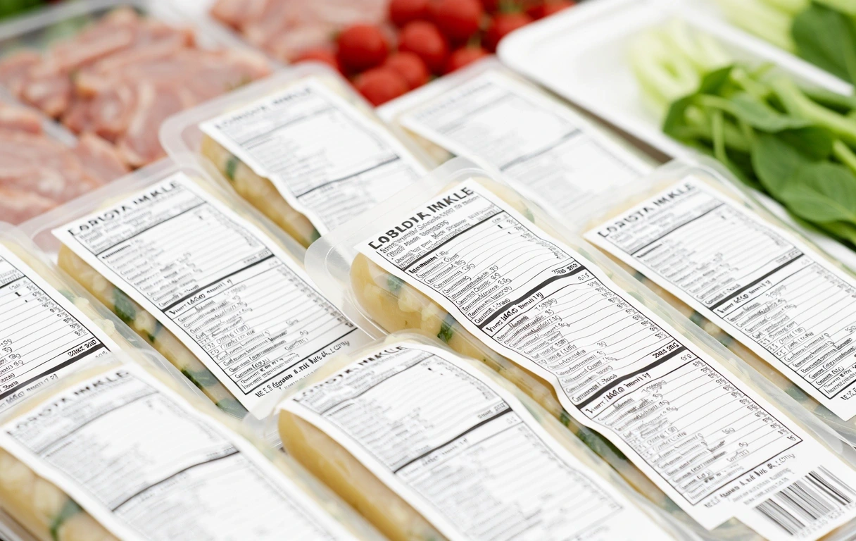 Nutritional labels on fresh food packaging